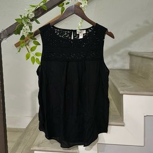 Loft Black Light Cotton Tank/Blouse